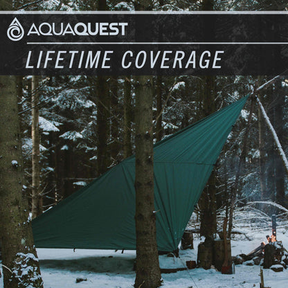 AquaQuest Guide Tarp – Ultralight Waterproof (5,000 mm) Seam‑Taped 40D Ripstop Rain Fly for Backpacking, Stealth Camping & Thru‑Hiking – 10×10 Olive Drab