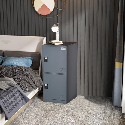MECOLOR Vertical Single Tier Small Locker with Padlock latche 2 or 3 Compartment Storage for Employee,Home,Office,School,Kids (Dark Grey, P2V)