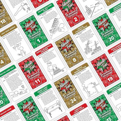 Funwares 24 Days of Christmas Games - Complete Advent Calendar Christmas-Themed Minute to Win It Challenges for Kids Teens &amp Families 2-12 Players Ready to Play Right Out of the Box!