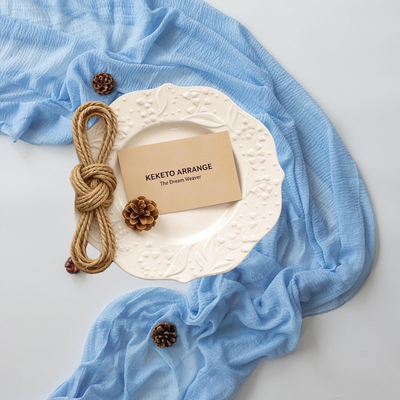 Keketoarrange 3pcs Light Blue Gauze Rustic Cheesecloth Table Runner 120 Inch 10 FT for Wedding Baby Shower Bridal Shower Birthday Engagement Garden Outdoor Party Long Sheer Boho Decorations