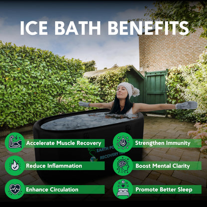 Recovery Tub – XL Inflatable Ice Bath for Cold Water Therapy & Muscle Recovery | Durable, Leak-Proof Cold Plunge Tub for Athletes | Ice Plunge Bath with Chiller Connections | Insulated Cover