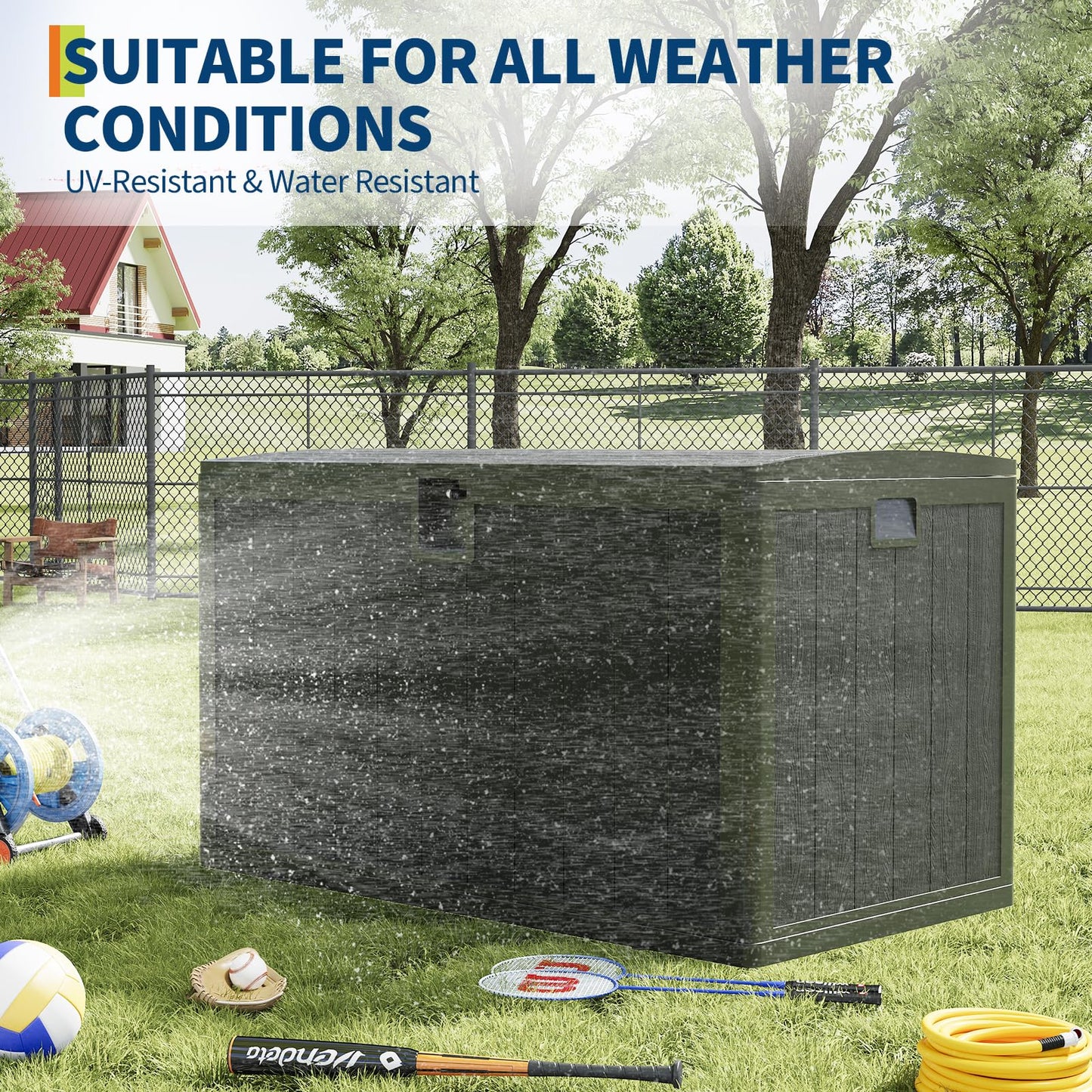 IDEALHOUSE 130 Gallon Resin Deck Box, Waterproof Outdoor Storage Box with Lockable Lid & UV Resistant, Patio Furniture Cushion Storage Container for Garden, Backyard, Poolside (Black)