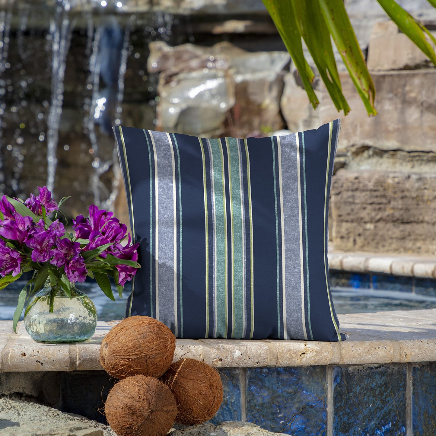 Arden Outdoor Toss Pillow, 2 Pack, 16 x 16, Rain-Proof, Fade Resistant Pistachio Botanical