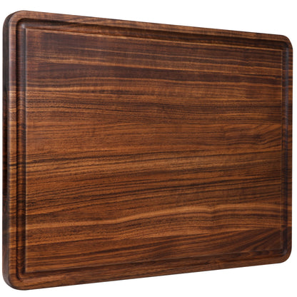 AZRHOM XL Large Walnut Wood Cutting Board for Kitchen 20x15 (Gift Box) with Juice Groove Handles Non-slip Mats Thick Reversible Butcher Block Chopping Board