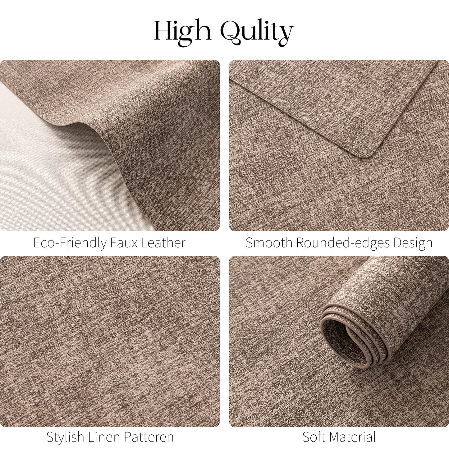 MOSAYT Faux Leather Placemats Set of 12, Heat Resistant Vinyl Place Mats with Coasters, Wipeable Washable 100% Waterproof Oil Proof Table Mat for Kitchen Dining Party Indoor Outdoor, 12" x 17", Khaki