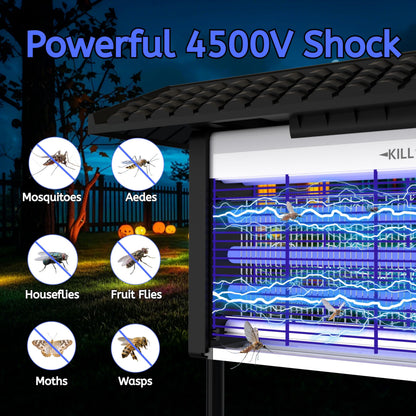 ZETAWALE Solar Powered Bug Zapper Outdoor, 4500V Mosquito Trap with 45W Solar Panel, Fly Trap & Mosquito Killer, 8000mAh Battery, IPX5 Waterproof, Covers Up to 4000 Sq.Ft for Patio, Backyard, Garden
