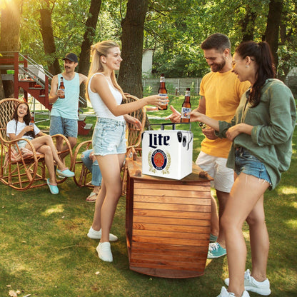 Miller Light Retro Ice Chest Cooler - 18 Can Ice Box, Portable Ice Bucket with Bottle Opener, Vintage Style, Insulated for Camping, Beach, Picnic, RV, BBQs, Tailgating, Fishing, 13L (14 qt)