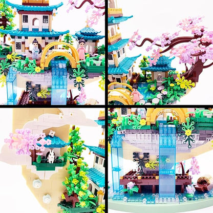 4288 PCS Cherry Blossom Tree Building Set for Adults TeensChinese Moon Palace Architecture ModelMicro Japanese Sakura Tree House Mini Cherry Bonsai Tree Bricks Creative Gift for Kids 14+