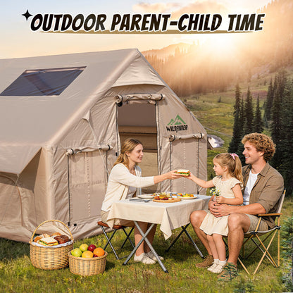 Inflatable Tent with Skylight, Quick Setup Blow Up Tents with Pump, Hot Tent with Stove Jack, Waterproof Oxford Inflatable House for Camping, Air Glamping Tents for Camping Adult 8-12 Person