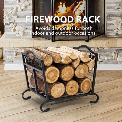 VIVOHOME 21.5 Inches Folding Heavy Duty Firewood Storage Log Rack with 8ft Heavy Duty Indoor Outdoor F