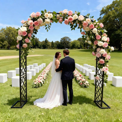 CDIWULDN Black Heavy Duty Metal Garden Arch Trellis 90.5" W x 94.5" H for Climbing Plants, Decorative Archway Wedding Arch Frame for Patio, Backyard, Patio, Lawn, Pathway