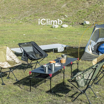 iClimb 3 Extendable Folding Table S and 2 Pack Connecting Plates and 2 Lantern Hanger Bundle, Ultralight Compact for Many People Camping Backpacking Beach Concert BBQ Party