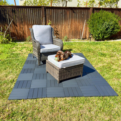 60 Pack Plastic Interlocking Deck Tiles, 60 sq. ft Patio Deck Tile, 12"x12" Indoor Outdoor Non-Slip and Waterproof Patio Floor Decking Tiles for Garden Yard Walkway Balcony Porch Poolside, Dark Gray