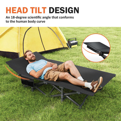 ATORPOK Camping Cot for Adults with Cushion Comfortable, Portable Folding Bed for Sleeping Supports 450 lbs (Gray)