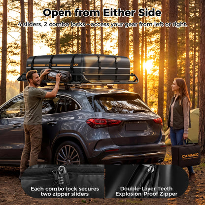CAMMOO 64"x39" Roof Rack Basket, Removable Fairing & Support Bars for Kayaks/Long Gear, 20 Cu.Ft Waterproof Soft Bag+Lock+Net+Strap–200Lbs Capacity Car Roof Cargo Carrier for SUV Truck Camping