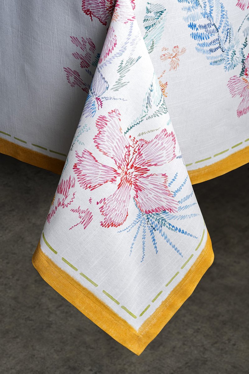 Maison d' Hermine Table Cloth Rectangle Table 100% Cotton 60 x 120 Inches Tablecloth Reusable Decorative for Dining Kitchen Room Farmhouse Home Gifts for Mothers Day Spring Summer - Paradise Island