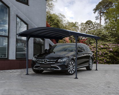 Palram - Canopia Vitoria 5000 10 x 16 Metal Carport, Heavy Duty Car Port, Weather-Protected Gray Aluminum Frame, Gray Polycarbonate RV & Car Storage, UV Protected, DIY Garage Kit, 10-Year Warranty