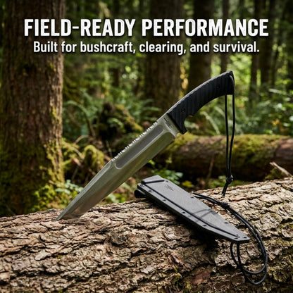 BATTLBOX BattlBolt Fixed Blade Outdoor Survival Knife, Doug Marcaida Design, 13in D2 Steel Blade, FRN Handle, Kydex Sheath - Bushcraft, Camping, Field Use