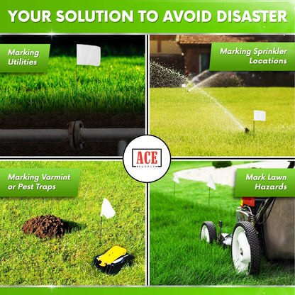 White Marking Flags 1000 Pack - 4x5x21 Inch White Flags for Yard - Markers For Lawn, Irrigation, Landscaping, Survey & Sprinkler Head Marking