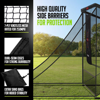 Zealfeel Golf Net, 10x7ft Golf Simulator Enclosure Net with Side Barriers, Low-Noise Silk Target, Carry Bag, 2 Sand Bags, 4 Stakes, Hiting Net for Backyard Driving Chipping Indoor Outdoor Use