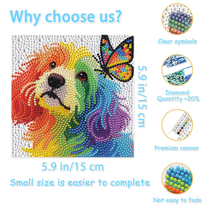 geesfayan 4 Pack Diamond Art Kit for Kids 6 Inch DIY Animal Gem Art with 4 Tools Sets, Gem Painting for Beginners, Creative Craft Gift for Teens & Kids(Owl-Giraffe)