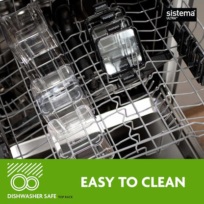 Sistema Tritan Ultra Airtight Storage Containers - 5-Pack Clear Stackable Food Storage, BPA-Free & Dishwasher Safe