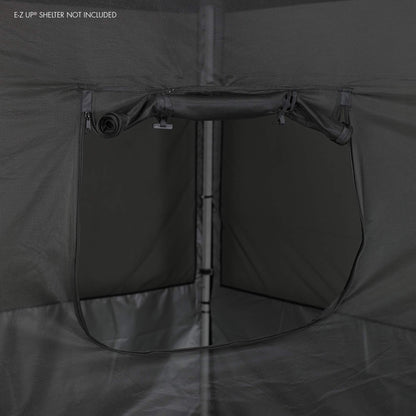 E-Z UP Food Booth Sidewall Kit, Set of 4, Fits 10' x 10' Straight Leg Canopy (Canopy/Shelter NOT Included), Includes 2 Roll-Up Serving Windows, Commercial Grade Mesh, Black