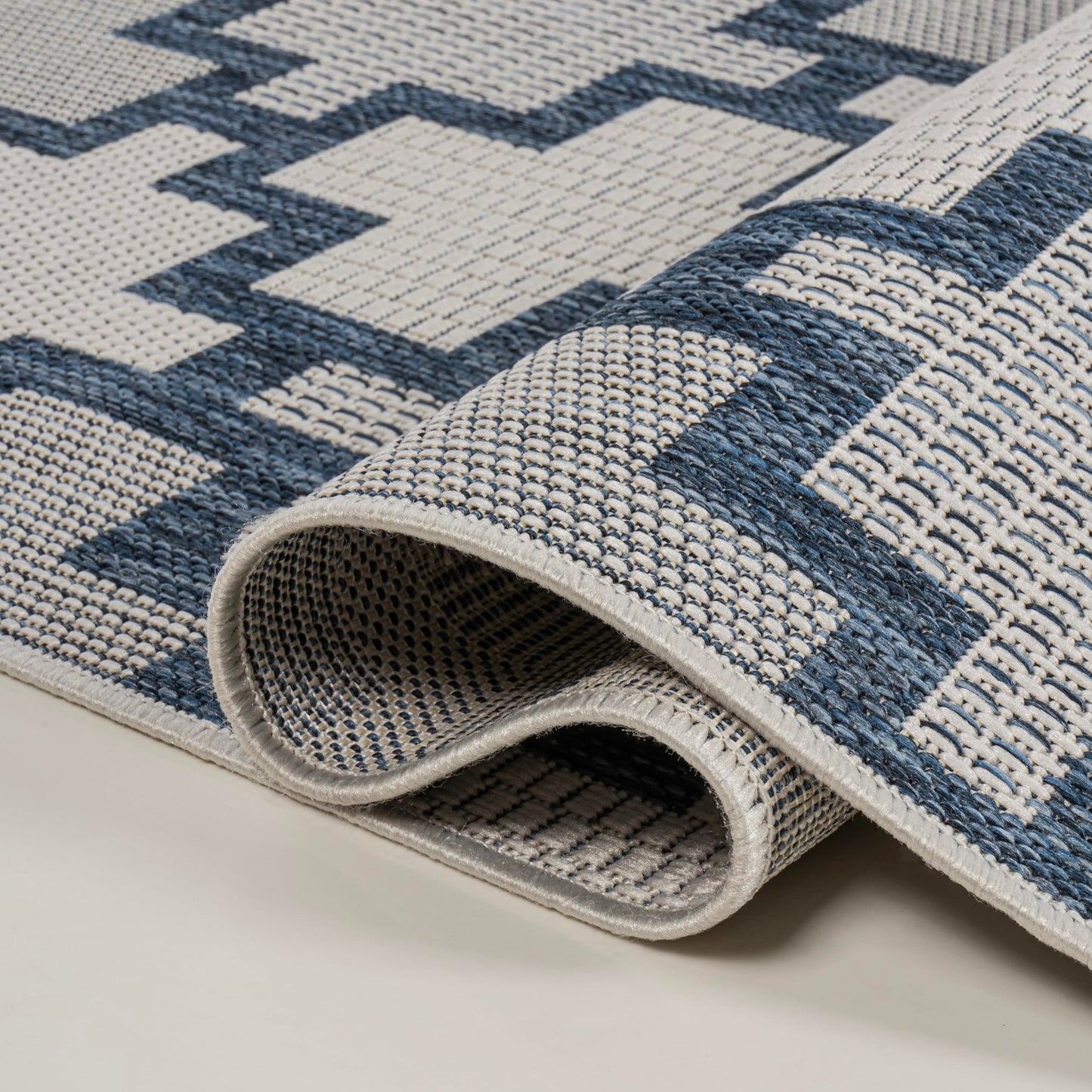 JONATHAN Y Geometric Tile Pattern Indoor Outdoor Area Rug 8X10 Navy/Cream, Cyrus Modern for Backyard, Patio, Porch, Easy-Cleaning, High Traffic, Pet-Friendly, Non-Shedding (TSN200B-8)