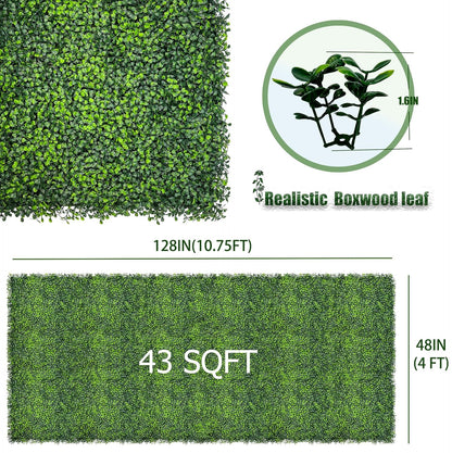 DOPGIB Artificial Ivy Privacy Fence Screen,128"x 48" (43 SQFT) UV-Anti Faux Boxwood Roll Grass Wall Panels for Patio Balcony Privacy, Garden, Backyard Greenery Wall Backdrop Decor