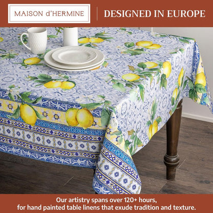 Maison d' Hermine Table Cloth Rectangle Table 100% Cotton 60 x 120 Inches Tablecloth Reusable Decorative for Dining Kitchen Room Farmhouse Home Gifts for Mothers Day Spring Summer - Citrus