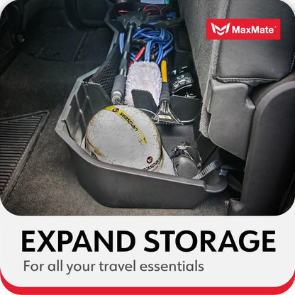 MaxMate Underseat Storage Box Compatible with 2014-2018 Chevy Silverado GMC Sierra 1500; 2015-2019 2500 3500HD Crew Cab, Rear Under Seat Extra Cargo Store Organizer | CB5C2238MX