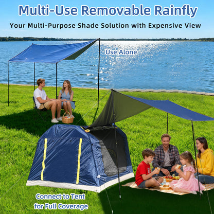 3-4 Person 3 in 1 Inflatable Tent, 60s Setup PU3000, 4-Season Waterproof Camping Tent with Electric Pump, All Weather Tent for Romantic Dates, Fall/Winter Camping, Hunting & Fishing