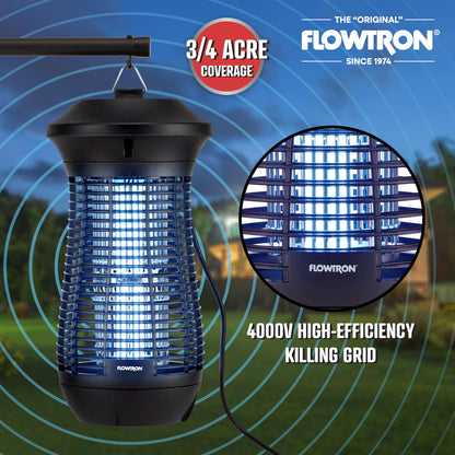 Flowtron Outdoor Bug Zapper | 4000 Volt Electric Insect Killer with ¾ Acre Coverage | Non-Clogging Shock Grid | Kills Mosquitoes Flies & Flying Insects | Patio Deck Yard Camping | ETL Certified