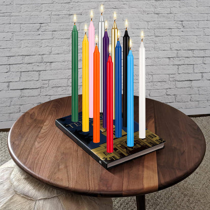 Mega Candles 12 pcs Unscented Supreme Assorted Colors Straight Taper Chime Candles, Handcrafted Wax Candle 12 Inch x 7/8 Inch, Chimes, Rituals, Spells, Witchcraft, Wiccan, Meditation, Metaphysical