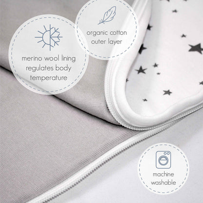 Woolino Merino Wool & Organic Cotton Baby Sleep Sack 2-24 Months – Ultimate 4-Season Baby Sleeping Bag, Universal Size Wearable Blanket, 2-Way Zipper & Adjustable Fit, Year-Round Use - Polar Bear