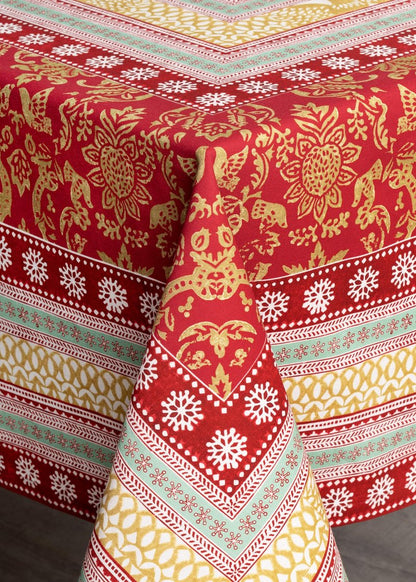 Maison d' Hermine Table Cloth Square Table 100% Cotton 60 x 60 Inches Fall Tablecloth Reusable Everyday Use for Thanksgiving Christmas Decorations Dining Farmhouse Party (Sofia)