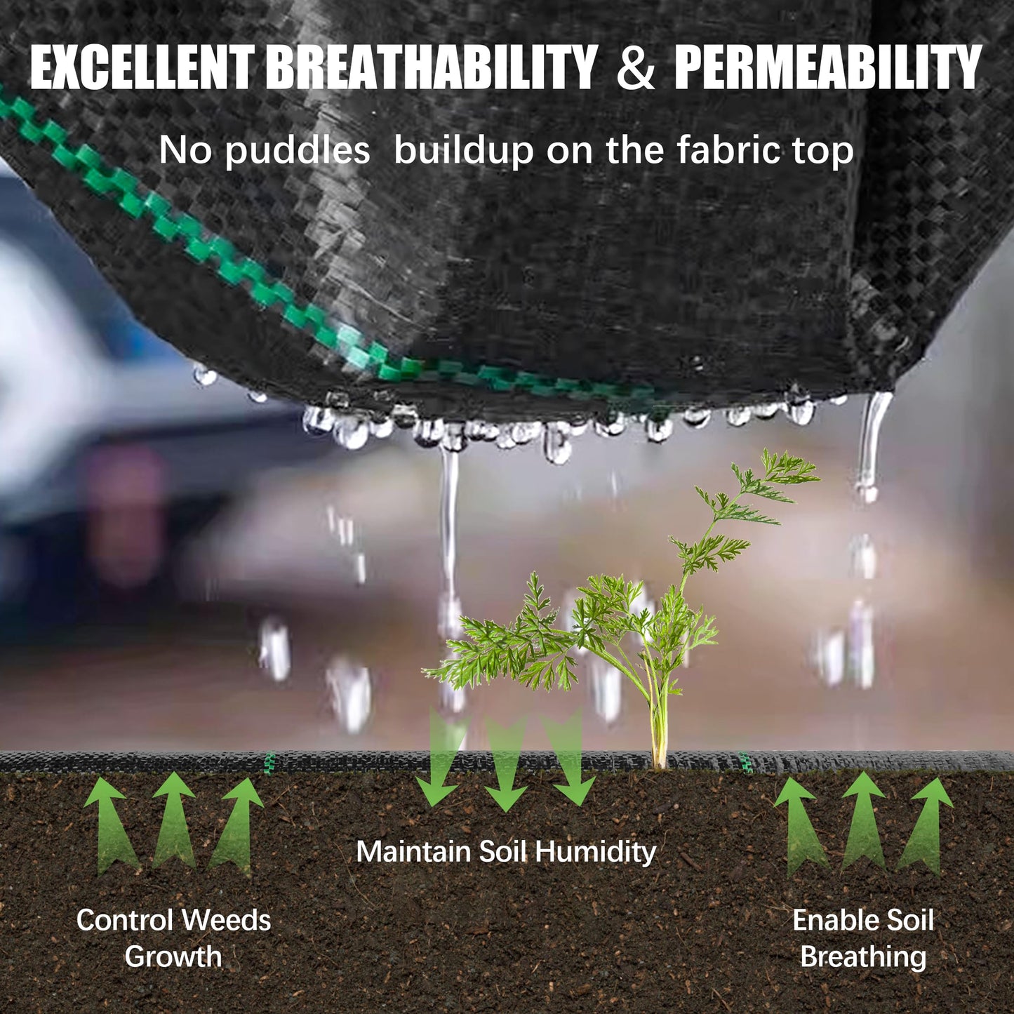 ZJIA 6FT x 300FT Weed Barrier Fabric Heavy Duty, 5.8oz Landscaping Fabric Woven Landscape Ground Cover for Gardens & Lawns