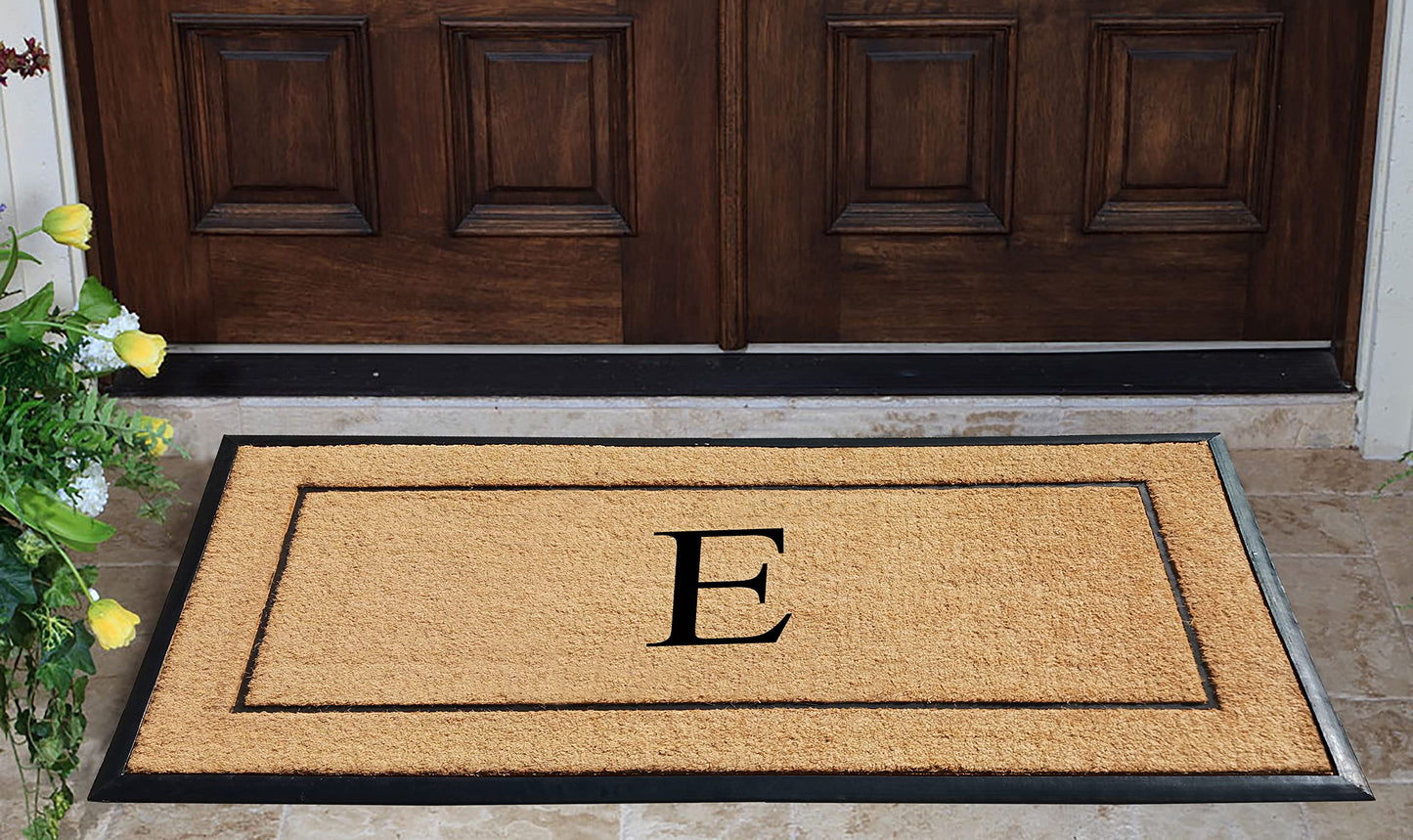 A1HC Natural Coir & Rubber Large Monogrammed Doormat, Thick Durable Entry Mats for Entrance Heavy Duty, Thin Profile, Long Lasting Front Door Mat - 30"x60"