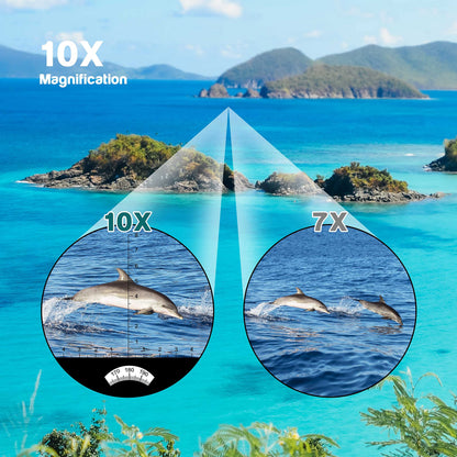 ESSLNB 10X50 Marine Binoculars with Illuminated Rangefinder, Compass, IPX7 Waterproof, BAK4 Prisms, for Navigation, Hunting, Includes Strap and Carrying Bag