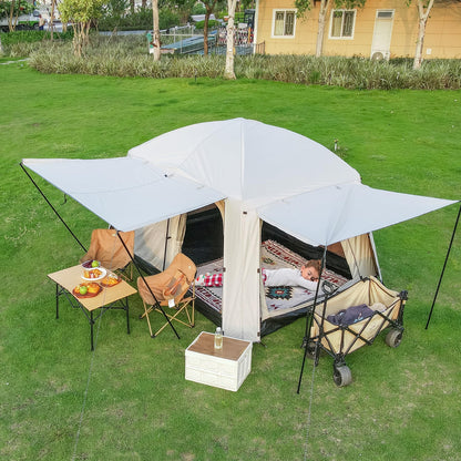 Castle Unicorn 4-6 Person Camping Tent, Large Family Cabin Tents with Porch & Rainfly, Double Layer Waterproof Glamping Tent with 2 Rooms 2 Doors, Portable Big Tents for Outdoor Camping Hiking Party