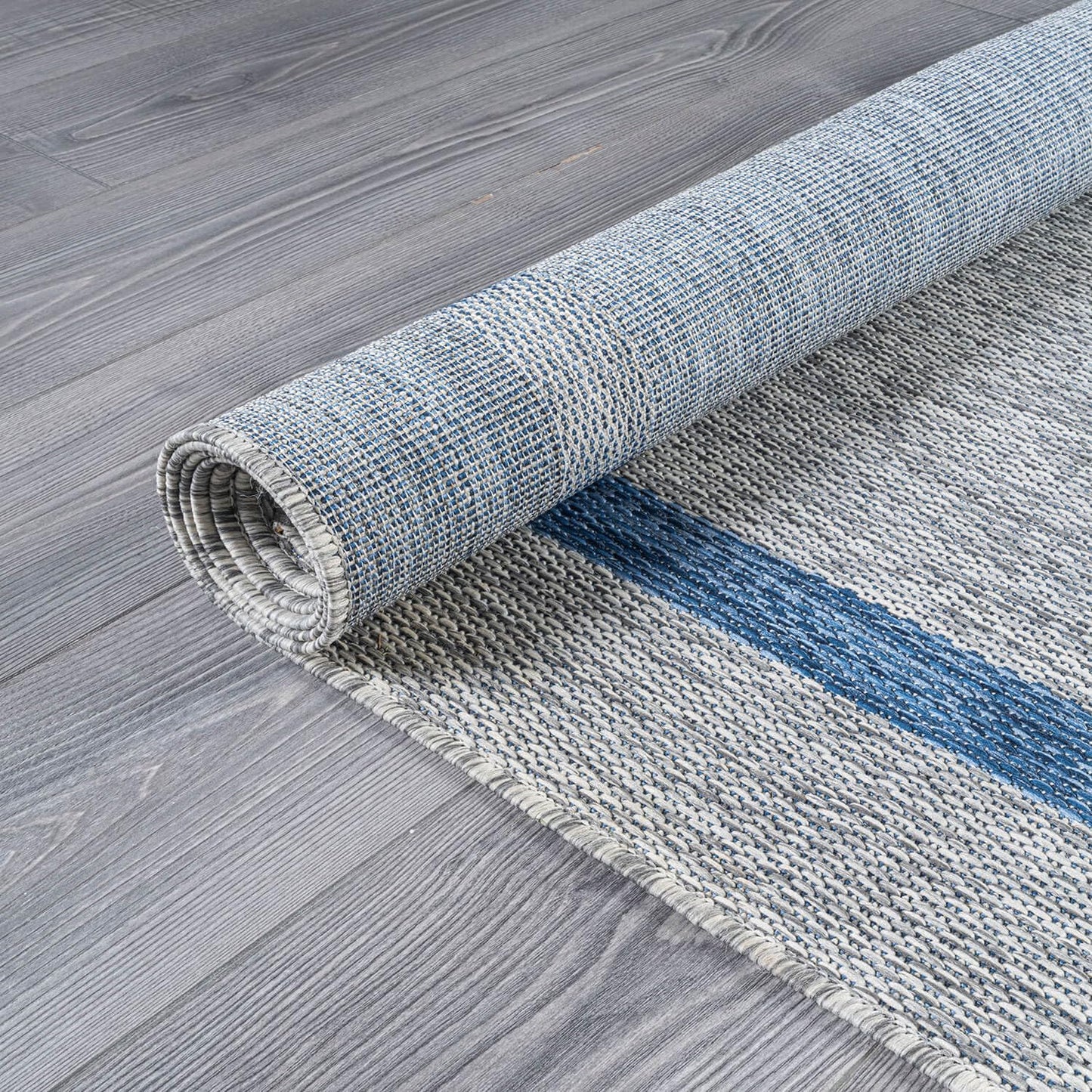 Luul Home Bordered Outdoor Rug 9x12 Washable Outside Carpet for Indoor Patio Porch Waterproof Easy Cleaning Non Shedding Area Rugs Silver Gray - Blue 9 x 12