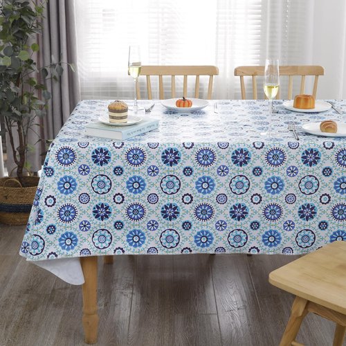 Heavy Duty Vinyl Tablecloth with Flannel Backing Waterproof Oil-Proof Plastic Table Cloth Stain-Resistant Wipeable Rectangle or Square Table Cover for Indoor and Outdoor (Floral Vine,60x102 Inch)