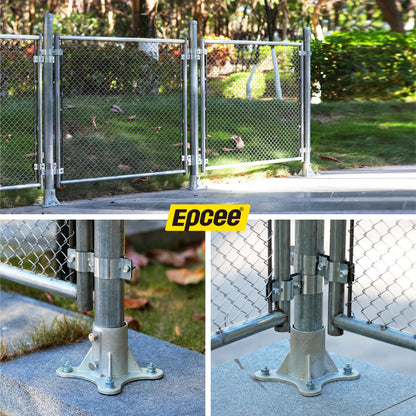 Epcee Post 2.5" (2 3/8" OD) Chain Link Fence Post Floor Flange Bracket, for Chain Link Fence Posts, Mailboxes, and Other Steel Round Post Galvanized Anchor Flange Bases (4 Pack)