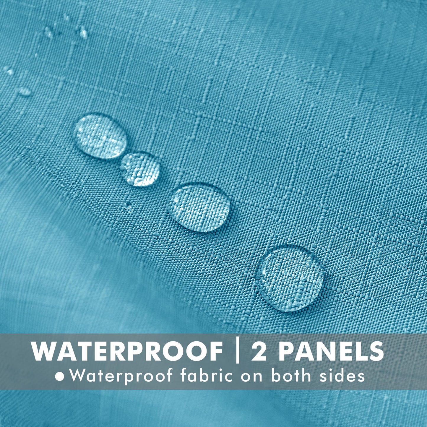 HolidayIdeas 4 Panels Faux Linen Outdoor Curtains for Patio Waterproof Teal Curtains 110" Wide x 84" Long-Outside Wide Curtains Weatherproof Privacy Textured for Pergola, Porch, Gazebo, Backyard