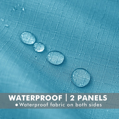 HolidayIdeas 4 Panels Faux Linen Outdoor Curtains for Patio Waterproof Teal Curtains 110" Wide x 84" Long-Outside Wide Curtains Weatherproof Privacy Textured for Pergola, Porch, Gazebo, Backyard