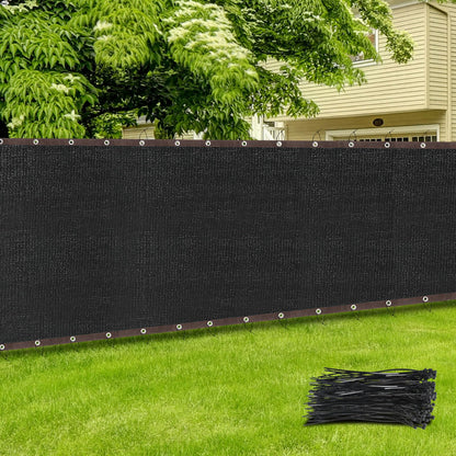 Windyun Wind Screen Privacy Screen Fence 150 GSM 88% Blockage with 100 Cable Zip Ties Heavy Duty Commercial Residential Netting Fence Cover for Outdoor Wall Garden Yard (Black,5 x 100ft)