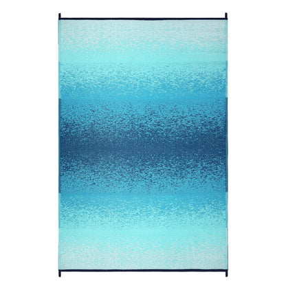 Lush Ambience Outdoor Rug - Waterproof, Washable, Reversible, Stain Resistant, Foldable Carpet - Recycled Plastic Straw Large Area Rugs for Patio, Picnic, Camping, Farmhouse - Murat Blue Teal 9X12 ft