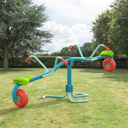 TP Toys Spiro Spin Teeter Totter - Bounces and Spins 360 Degrees, Blue/Green
