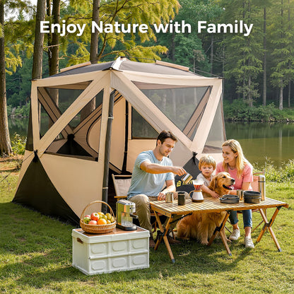 Camping Tent, 4 Person Tent for Camping, Setup in 60 Seconds, 4 Person Pop up Tents, Hub Tents, Water-Resistant, Windproof, Instant Cabin Tents with Rainfly & Carry Bag for Outdoor Camping