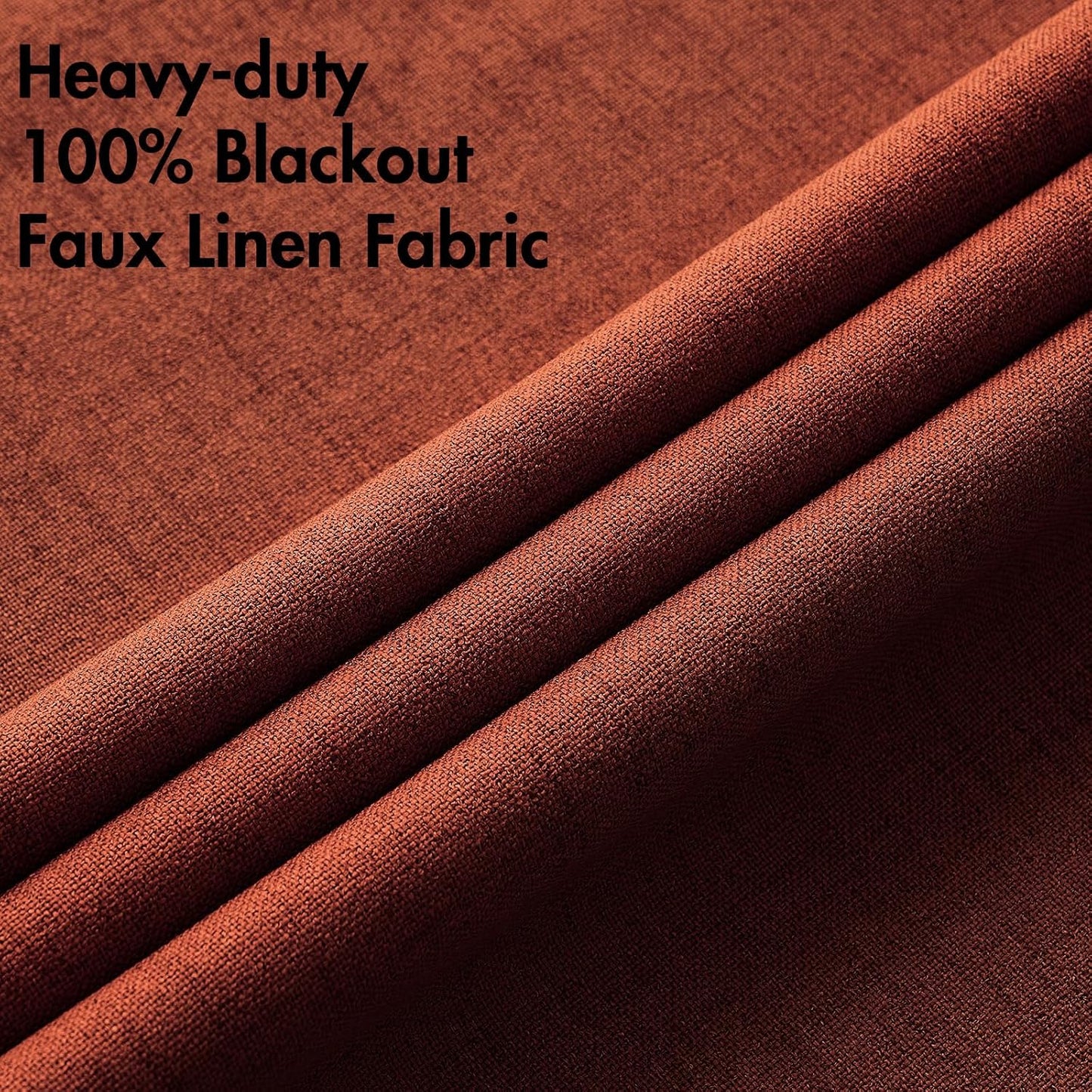 MIULEE Blackout Linen Curtains - Thermal Insulated Grommet Drapes in Burnt Orange | 52 x 90 Inch (2 Panels)